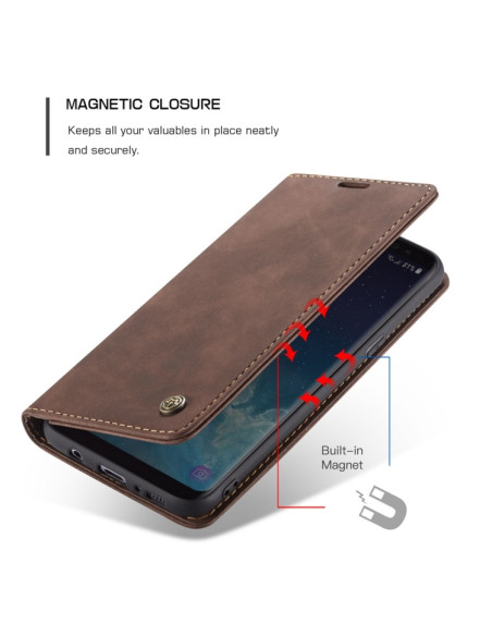 Cover Galaxy S8 Plus Pelle Flip Portafoglio Coffee | Melacompro
