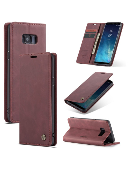 Cover Galaxy S8 Plus Pelle Flip Portafoglio Wine Rosso | Melacompro