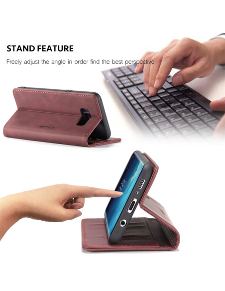 Cover Galaxy S8 Plus Pelle Flip Portafoglio Wine Rosso | Melacompro