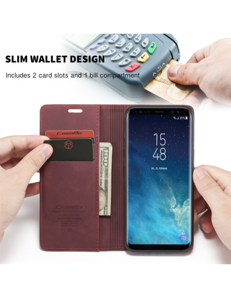 Cover Galaxy S8 Plus Pelle Flip Portafoglio Wine Rosso | Melacompro