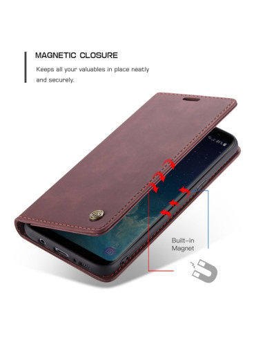 Cover Galaxy S8 Plus Pelle Flip Portafoglio Wine Rosso | Melacompro