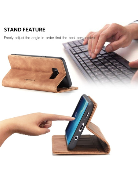 Cover Galaxy S8 Plus Pelle Flip Portafoglio Marrone | Melacompro