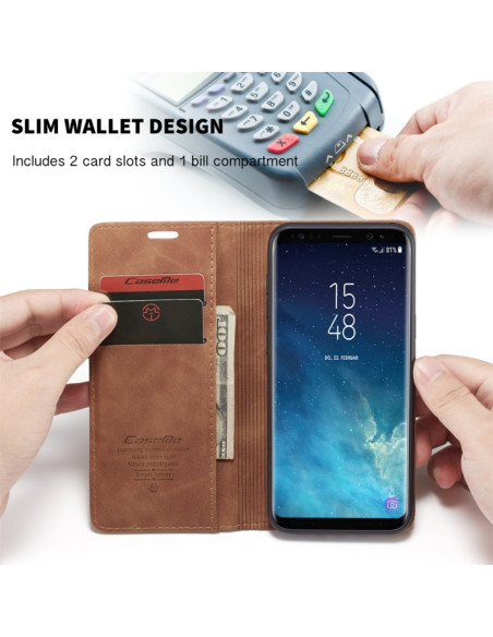 Cover Galaxy S8 Plus Pelle Flip Portafoglio Marrone | Melacompro