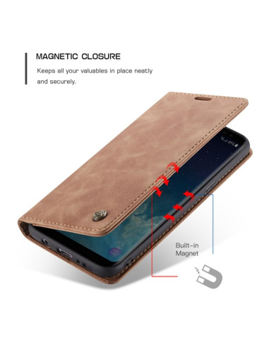 Cover Galaxy S8 Plus Pelle Flip Portafoglio Marrone | Melacompro