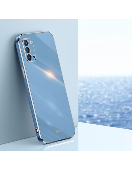 Cover Oppo Reno4 TPU Nero Bordi Oro Celestial Blu | Melacompro