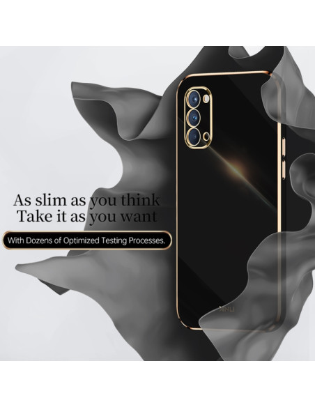 Cover Oppo Reno4 TPU Nero Bordi Oro Celestial Blu | Melacompro