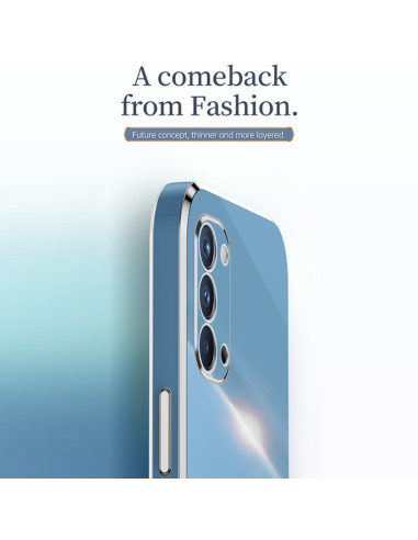 Cover Oppo Reno4 TPU Nero Bordi Oro Celestial Blu | Melacompro