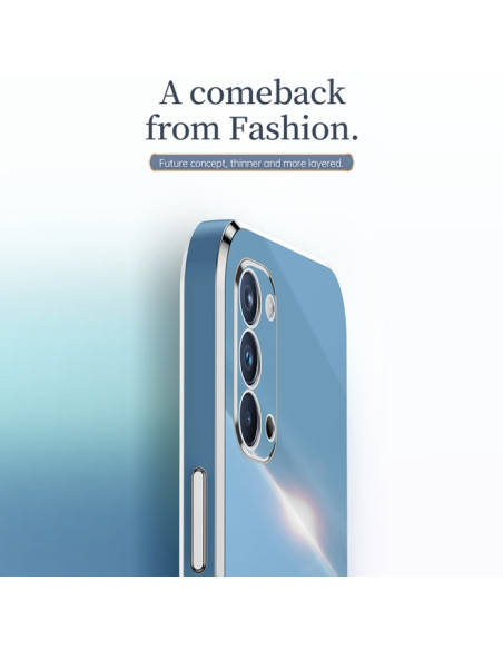 Cover Oppo Reno4 TPU Nero Bordi Oro Celestial Blu | Melacompro