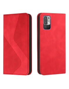 Cover Redmi Note 10 5G Pelle Flip Portafoglio Rosso