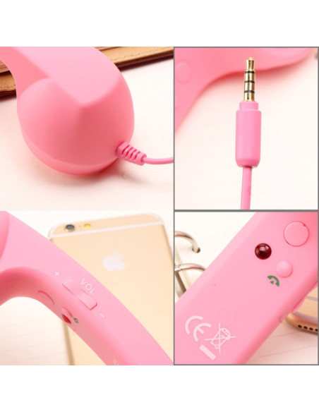 Ricevitore Telefonico Retrò 3.5mm Rosa Rosso | Melacompro