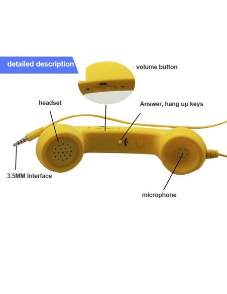 Ricevitore Telefonico Retrò 3.5mm Rosa Giallo | Melacompro