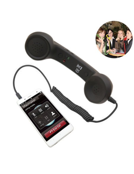 Ricevitore Telefonico Retrò 3.5mm Rosa Nero | Melacompro