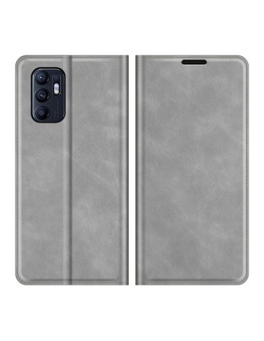 Cover OPPO Reno6 4G Pelle Magnetica Grigio | Melacompro