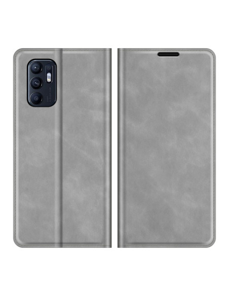 Cover OPPO Reno6 4G Pelle Magnetica Grigio | Melacompro