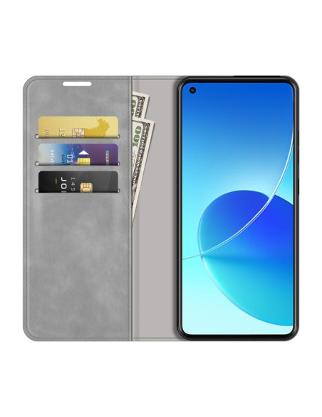 Cover OPPO Reno6 4G Pelle Magnetica Grigio | Melacompro