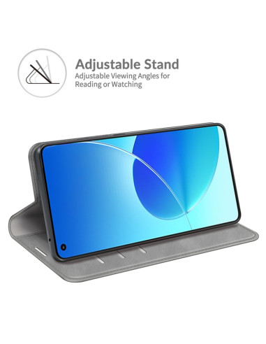 Cover OPPO Reno6 4G Pelle Magnetica Grigio | Melacompro