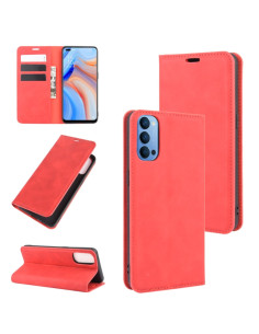 Cover OPPO Reno 4 5G Pelle Business Rosso con Portacarte