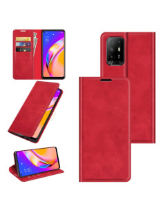 Cover OPPO A94 5G Pelle Rosso Magnetica | Melacompro