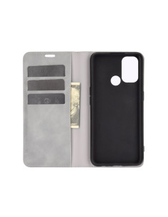 Cover Oppo A53 A32 Pelle PU Magnetica Grigio | Melacompro 2