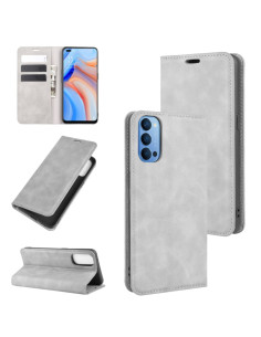 Cover OPPO Reno 4 5G Pelle Business Rosso con Portacarte Grigio