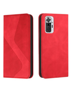 Cover Redmi Note 10 Pro Pelle Magnetica con Portafoglio Rosso