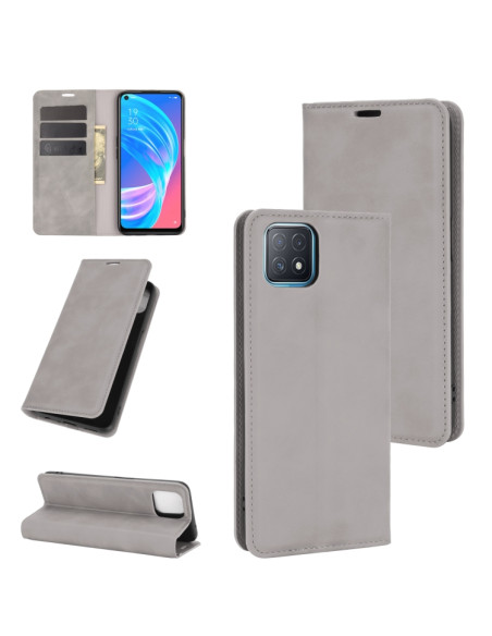 Cover OPPO A72 Pelle Magnetica Rosso Grigio | Melacompro