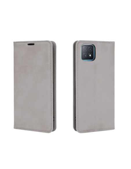 Cover OPPO A72 Pelle Magnetica Rosso Grigio | Melacompro