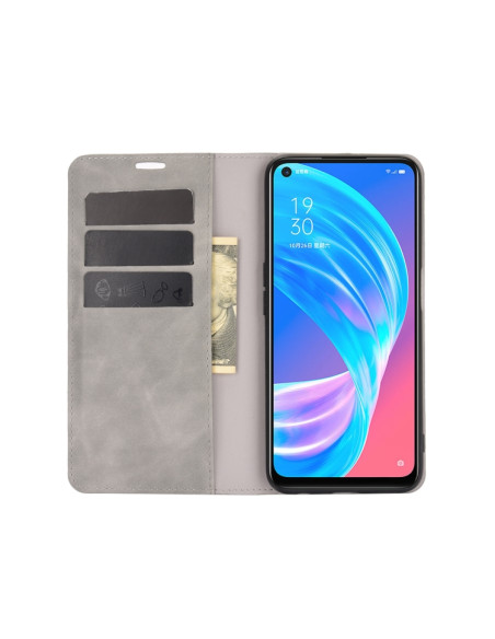 Cover OPPO A72 Pelle Magnetica Rosso Grigio | Melacompro