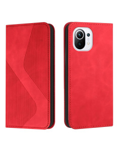 Cover Xiaomi Mi 11 Pelle PU Flip Verde Rosso