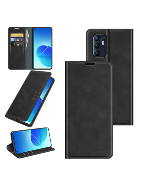 Cover OPPO Reno6 4G Pelle Magnetica Nero | Melacompro
