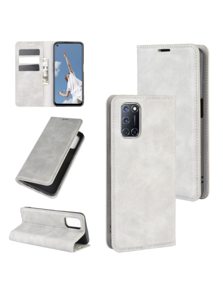 Cover OPPO A72 Pelle Magnetica Rosso Grigio | Melacompro