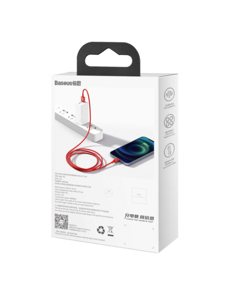 Cavo USB Lightning Baseus 2.4A 1m Rosso | Melacompro