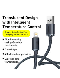 Cavo Baseus USB Lightning 2.4A 1m Nero | Melacompro 2