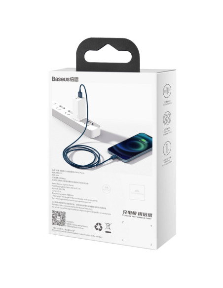 Cavo USB Lightning Baseus 2.4A 1m Rosso Blu | Melacompro