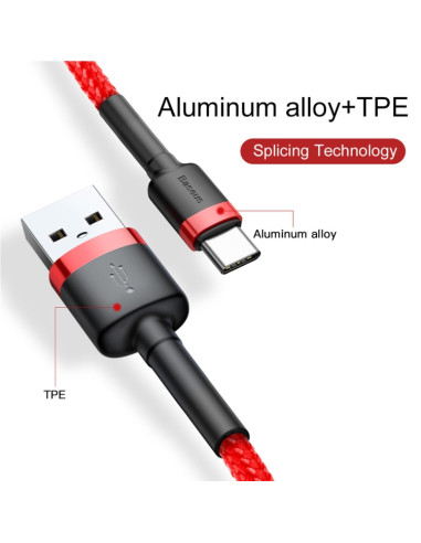 Cavo USB-C Baseus 1M 3A Grigio Rosso | Melacompro