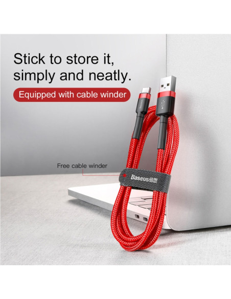 Cavo USB-C Baseus 1M 3A Grigio Rosso | Melacompro