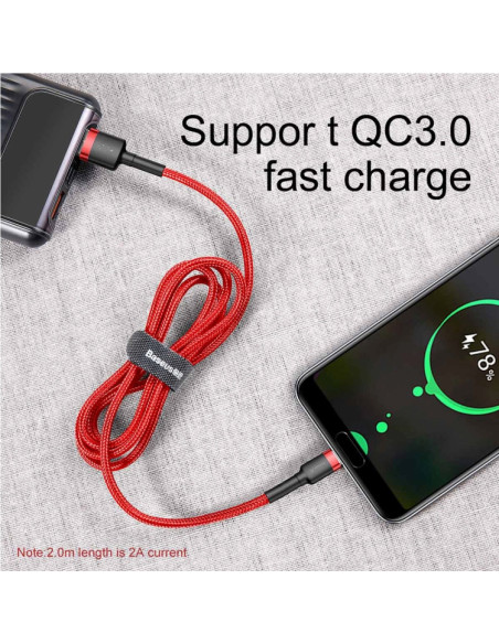 Cavo USB-C Baseus 1M 3A Grigio Rosso | Melacompro