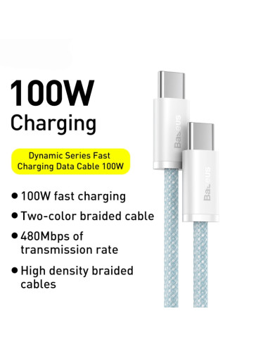 Cavo USB-C Baseus 100W 1m Bianco | Melacompro