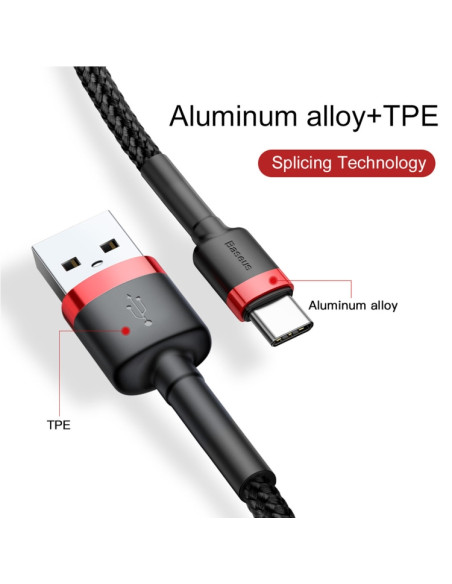 Cavo USB-C Baseus 1M 3A Grigio Nero | Melacompro