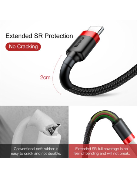 Cavo USB-C Baseus 1M 3A Grigio Nero | Melacompro