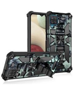 Cover Galaxy A12 TPU + PC Mimetico con Supporto Menta Verde