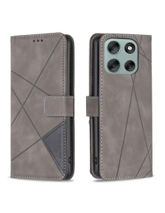 Cover Moto G56 5G Pelle PU Grigia con Fibbia