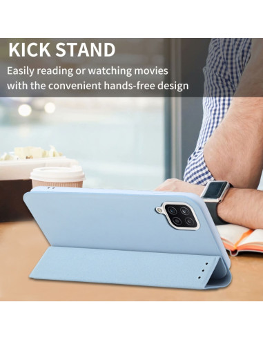 Cover Galaxy A22 4G Pelle Grigia Sky Blu | Melacompro