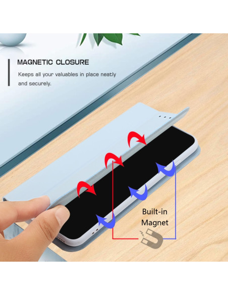 Cover Galaxy A22 4G Pelle Grigia Sky Blu | Melacompro