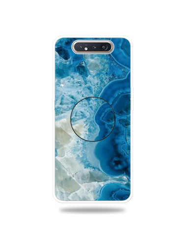 Cover Galaxy A80 TPU Marmo Verde Scuro Light Blu | Melacompro