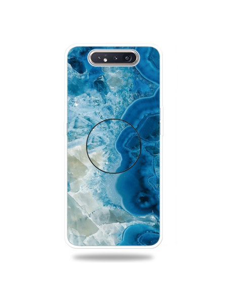 Cover Galaxy A80 TPU Marmo Verde Scuro Light Blu | Melacompro