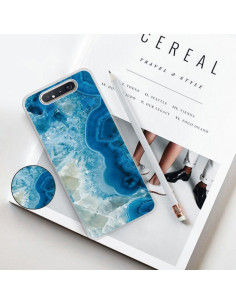 Cover Galaxy A80 TPU Marmo Verde Scuro Light Blu | Melacompro 2