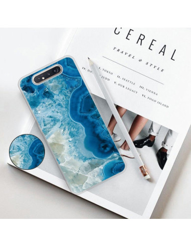 Cover Galaxy A80 TPU Marmo Verde Scuro Light Blu | Melacompro