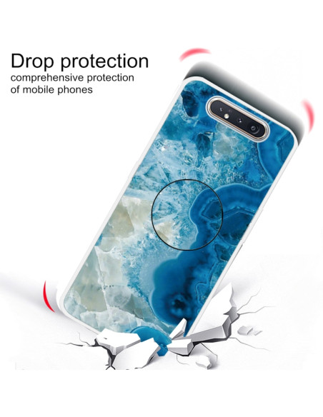 Cover Galaxy A80 TPU Marmo Verde Scuro Light Blu | Melacompro