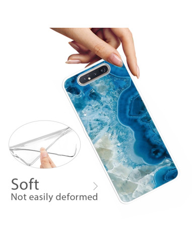 Cover Galaxy A80 TPU Marmo Verde Scuro Light Blu | Melacompro